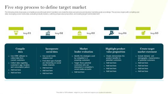 Five Step Process To Define Target Market Ppt PowerPoint Presentation File Model PDF