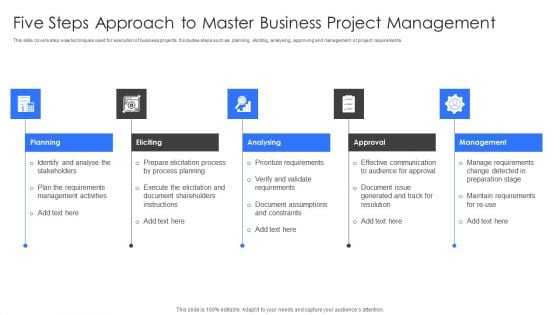 Five Steps Approach To Master Business Project Management Ppt Show Professional PDF Five Steps Approach To Master Business Project Management Ppt Show Professional PDF