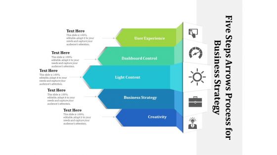 Five Steps Arrows Process For Business Strategy Ppt PowerPoint Presentation File Diagrams PDF