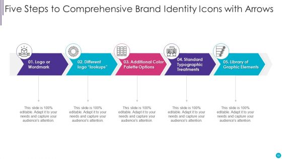 Five Steps Arrows With Icons Ppt PowerPoint Presentation Complete Deck With Slides