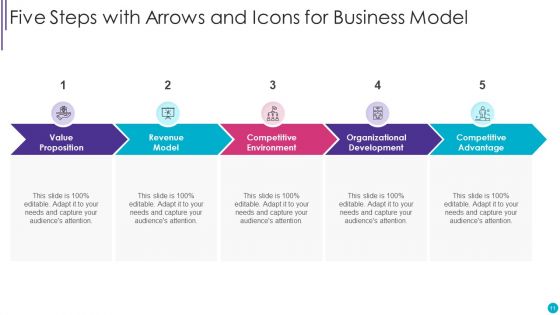 Five Steps Arrows With Icons Ppt PowerPoint Presentation Complete Deck With Slides