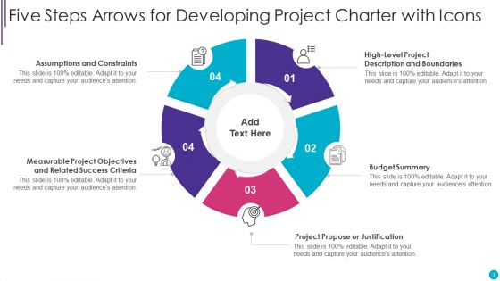 Five Steps Arrows With Icons Ppt PowerPoint Presentation Complete Deck With Slides