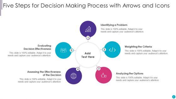 Five Steps Arrows With Icons Ppt PowerPoint Presentation Complete Deck With Slides