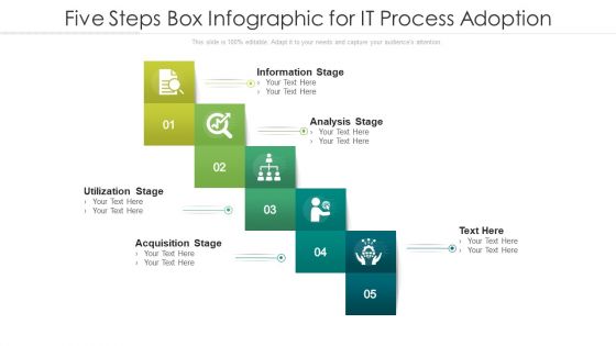 Five Steps Box Infographic For IT Process Adoption Ppt PowerPoint Presentation File Files PDF