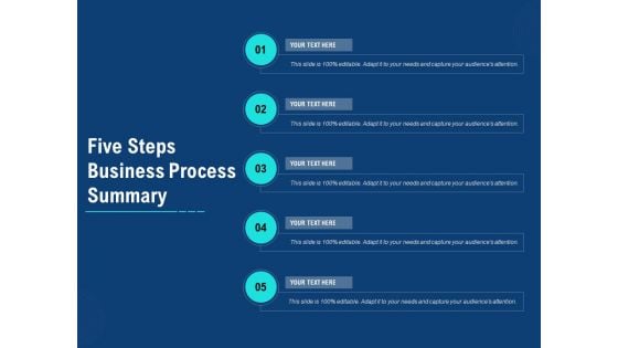 Five Steps Business Process Summary Ppt PowerPoint Presentation Portfolio Deck