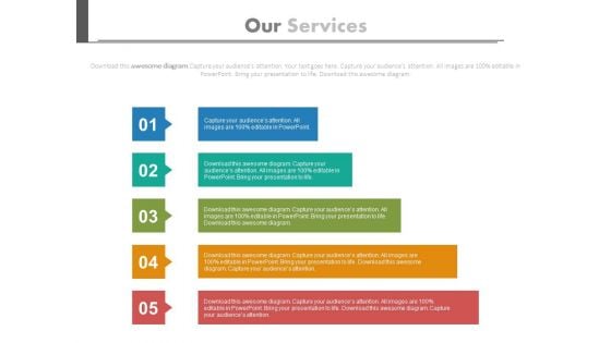 Five Steps Chart For Underlying Assumptions Powerpoint Template