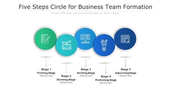 Five Steps Circle For Business Team Formation Ppt PowerPoint Presentation Gallery Topics PDF