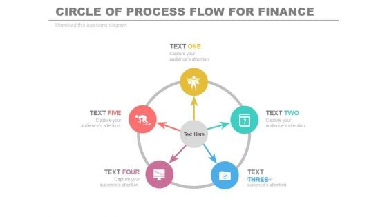 Five Steps Circular Infographics Diagram Powerpoint Template