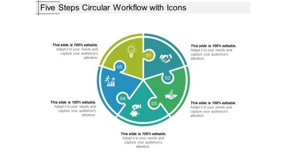 Five Steps Circular Workflow With Icons Ppt PowerPoint Presentation Show Icon