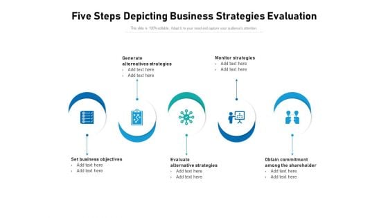 Five Steps Depicting Business Strategies Evaluation Ppt PowerPoint Presentation Layouts Introduction PDF