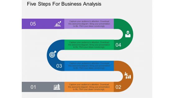 Five Steps For Business Analysis Powerpoint Template