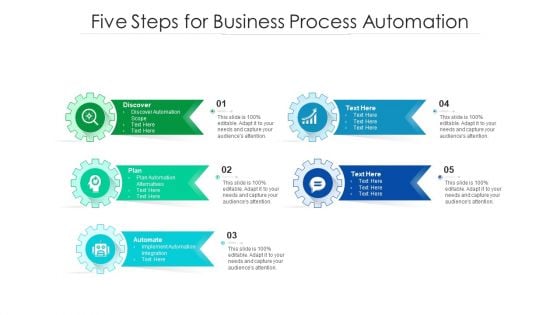 Five Steps For Business Process Automation Ppt PowerPoint Presentation File Elements PDF