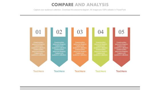 Five Steps For Data Compare And Analysis Powerpoint Template