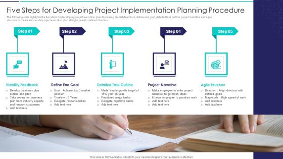 Five Steps For Developing Project Implementation Planning Procedure Graphics PDF