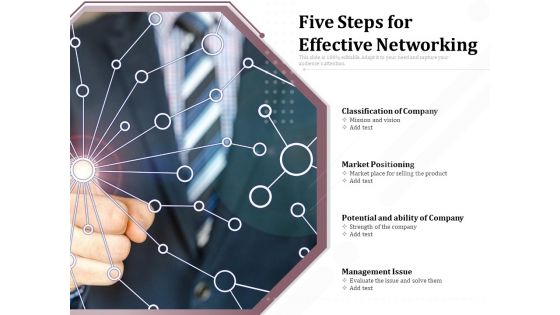 Five Steps For Effective Networking Ppt PowerPoint Presentation Ideas Graphics Design PDF