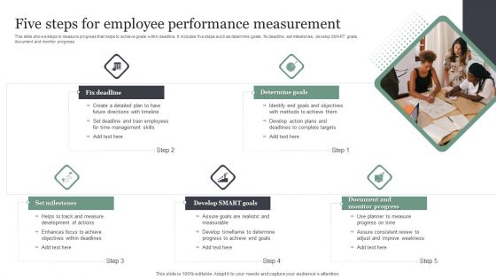 Five Steps For Employee Performance Measurement Designs PDF