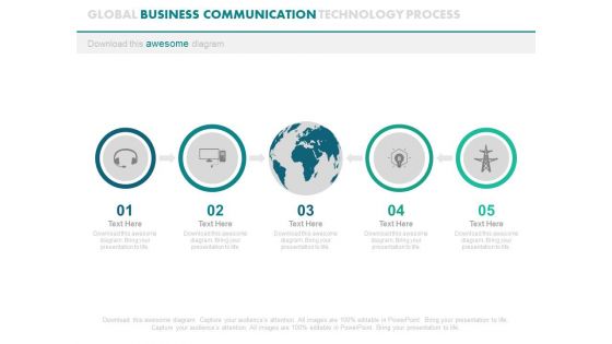 Five Steps For Global Technology And Communication Powerpoint Template