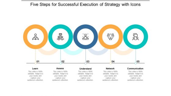 Five Steps For Successful Execution Of Strategy With Icons Ppt Powerpoint Presentation Outline Professional