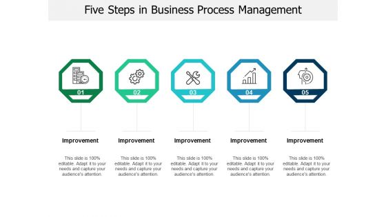 Five Steps In Business Process Management Ppt PowerPoint Presentation Portfolio Model