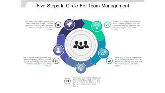 Five Steps In Circle For Team Management Ppt PowerPoint Presentation Diagram Templates