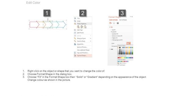 Five Steps Linear Arrows With Icons Powerpoint Slides
