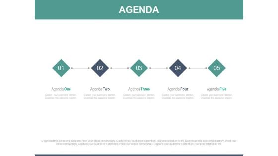 Five Steps Linear Chart For Business Agenda Powerpoint Slides