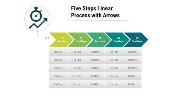 Five Steps Linear Process With Arrows Ppt PowerPoint Presentation Gallery Smartart PDF