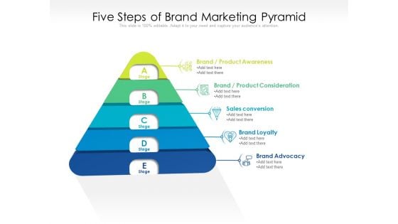 Five Steps Of Brand Marketing Pyramid Ppt PowerPoint Presentation File Graphics Download PDF
