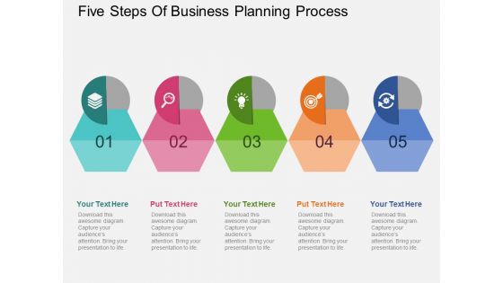 Five Steps Of Business Planning Process Powerpoint Template