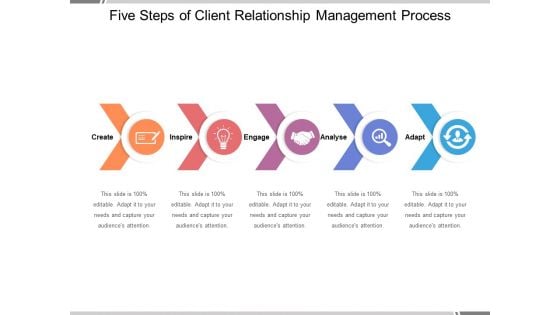 Five Steps Of Client Relationship Management Process Ppt PowerPoint Presentation Gallery Graphics Pictures PDF