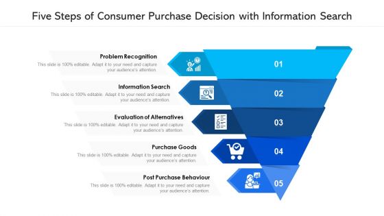 Five Steps Of Consumer Purchase Decision With Information Search Ppt PowerPoint Presentation Gallery Example PDF