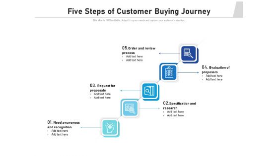 Five Steps Of Customer Buying Journey Ppt PowerPoint Presentation File Tips PDF