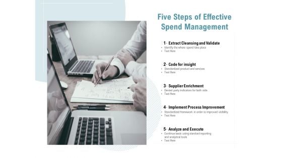 Five Steps Of Effective Spend Management Ppt PowerPoint Presentation Portfolio Introduction