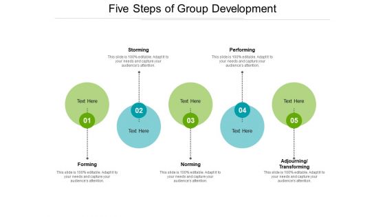 Five Steps Of Group Development Ppt PowerPoint Presentation Templates PDF