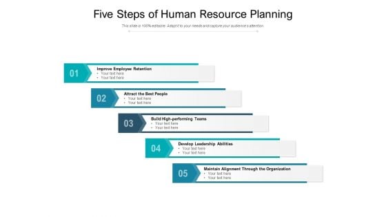 Five Steps Of Human Resource Planning Ppt PowerPoint Presentation Show Example Introduction