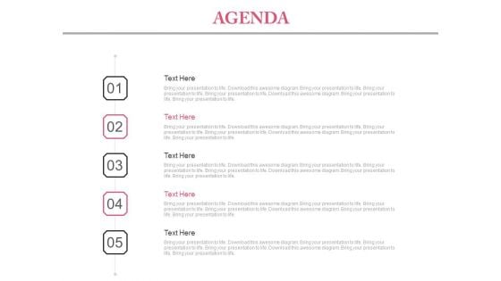 Five Steps Of Marketing Agenda Powerpoint Slides