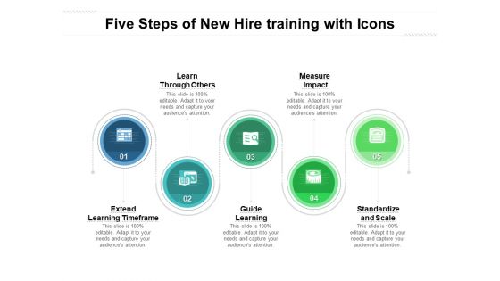 Five Steps Of New Hire Training With Icons Ppt PowerPoint Presentation Pictures Layout PDF