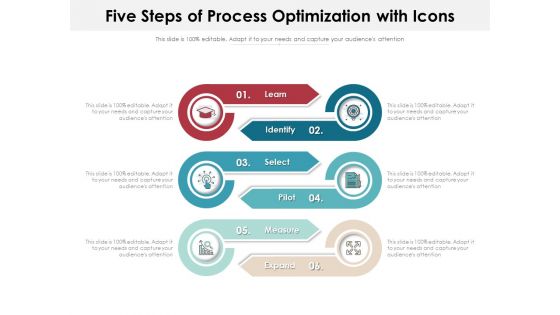 Five Steps Of Process Optimization With Icons Ppt PowerPoint Presentation Infographics Shapes PDF