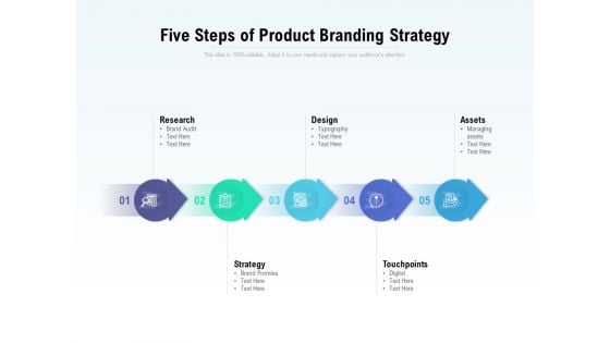 Five Steps Of Product Branding Strategy Ppt PowerPoint Presentation Outline Deck