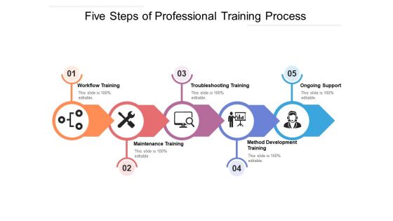 Five Steps Of Professional Training Process Ppt PowerPoint Presentation Outline Example PDF