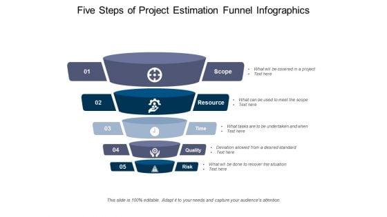 Five Steps Of Project Estimation Funnel Infographics Ppt PowerPoint Presentation Infographics Example Introduction