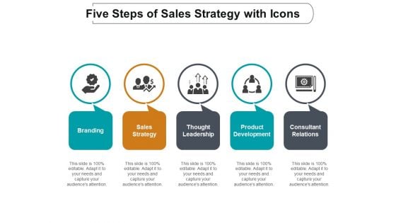 Five Steps Of Sales Strategy With Icons Ppt Powerpoint Presentation Infographics