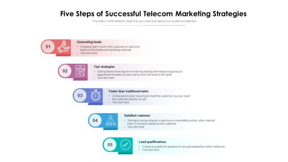 Five Steps Of Successful Telecom Marketing Strategies Ppt PowerPoint Presentation Slides Files PDF