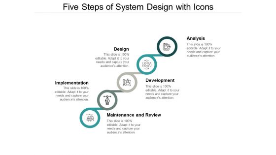 Five Steps Of System Design With Icons Ppt Powerpoint Presentation Summary Aids