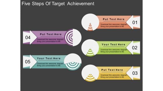 Five Steps Of Target Achievement Powerpoint Template