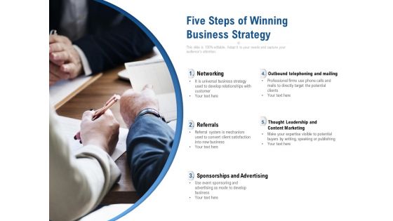 Five Steps Of Winning Business Strategy Ppt PowerPoint Presentation File Smartart PDF