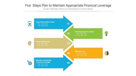 Five Steps Plan To Maintain Appropriate Financial Leverage Ppt PowerPoint Presentation Pictures Designs