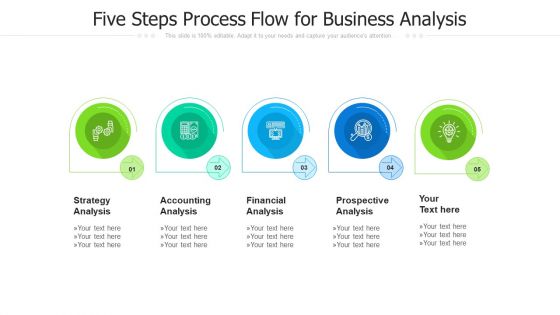 Five Steps Process Flow For Business Analysis Ppt PowerPoint Presentation Gallery Grid PDF