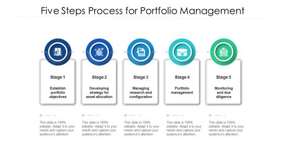 Five Steps Process For Portfolio Management Ppt Infographic Template Graphics PDF