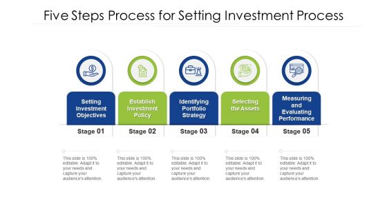 Five Steps Process For Setting Investment Process Ppt Infographics Templates PDF